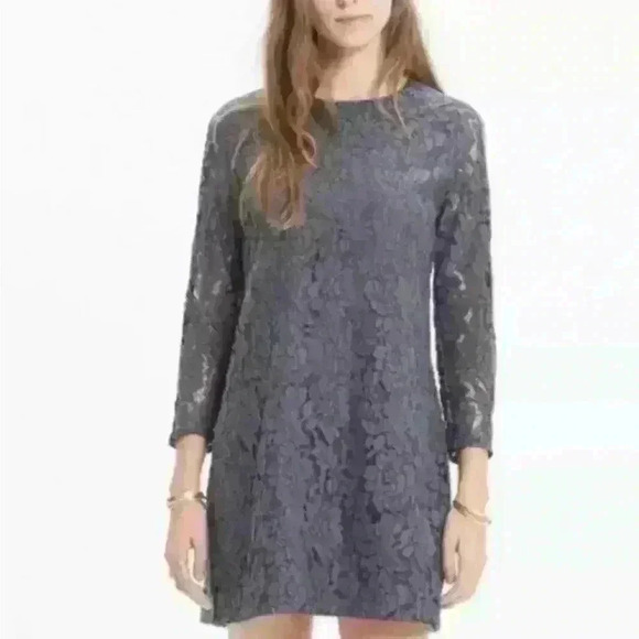 Madewell size 4  Lace Cocktail Cadet Blue Gray Dress Party Holiday - Picture 1 of 7